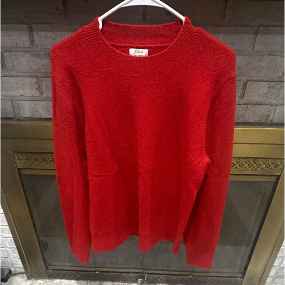 J.CREW Men's Red Crewneck Pullover Knit Sweater Long Sleeve Size M